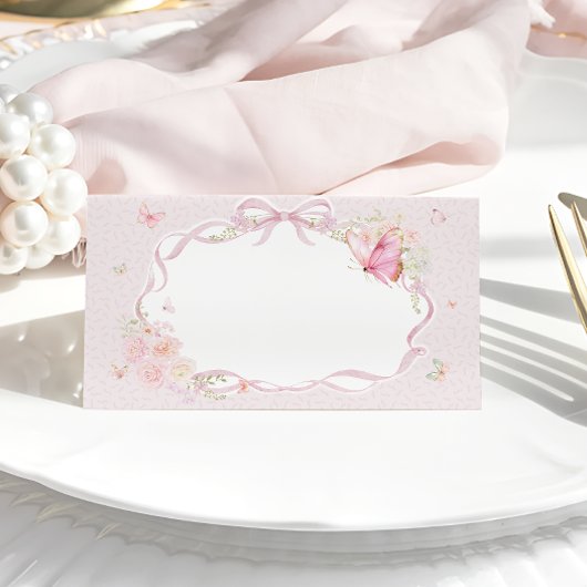 Pink Butterfly Floral Place Card Plaatskaartje