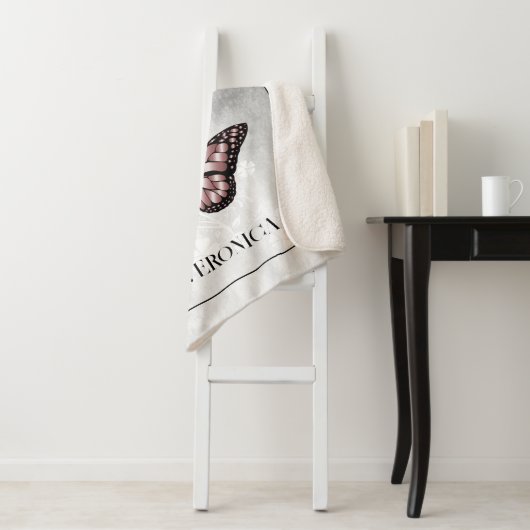 Pink Butterfly Floral Specialized Sherpa Blanket Deken (In situ)