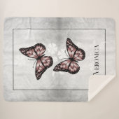 Pink Butterfly Floral Specialized Sherpa Blanket Sherpa Deken (Voorkant (horizontaal))