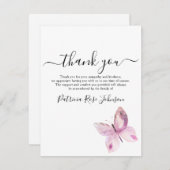 Pink Butterfly Funeral Memorial Bedankkaart (Voorkant / Achterkant)