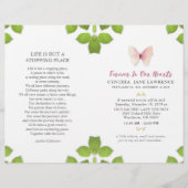 Pink Butterfly Funeral Memorial Service Programme (Voorkant)