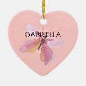 Pink Butterfly gepersonaliseerde naam Keramisch Ornament (Voorkant)