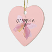 Pink Butterfly gepersonaliseerde naam Keramisch Ornament (Links)