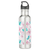 Pink Butterfly gepersonaliseerde naam Waterfles (Achterkant)