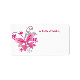 Pink Butterfly Gift Labels - Beste wensen