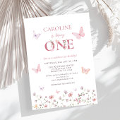 Pink Butterfly Girl eerste verjaardag Kaart