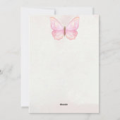 Pink Butterfly Girl Verjaardag Uitnodiging - Bewer (Achterkant)