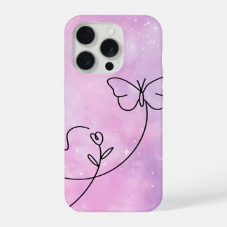 Pink Butterfly Heart Aesthetic Phone Case Design iPhone 15 Pro Case
