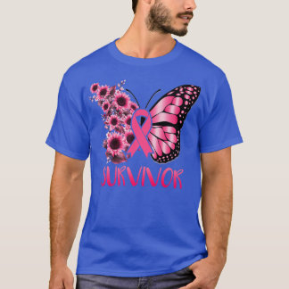 Pink Butterfly Heart I'm A Survivor Breast Cancer  T-shirt