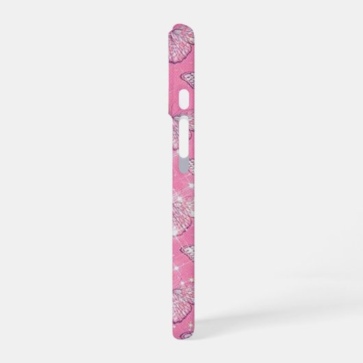 Pink Butterfly iPhone 16 Hoesje (Linkerkant)