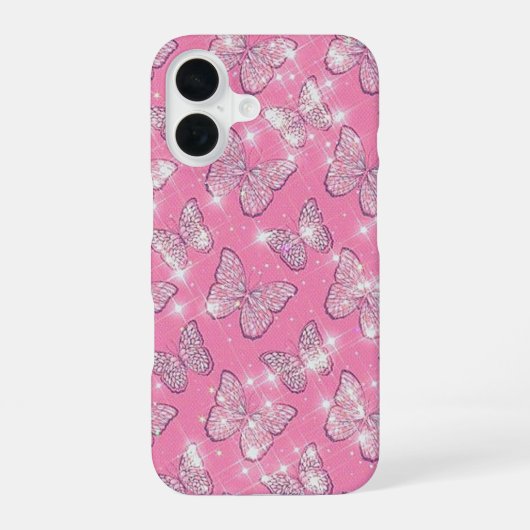 Pink Butterfly iPhone 16 Hoesje (Achterkant)