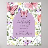 Pink Butterfly Lavender Arch Welcome Baby Shower Poster (Voorkant)