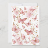 Pink Butterfly Minimalist Baby Shower Invitation Kaart (Achterkant)