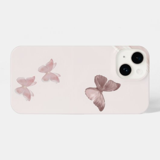Pink Butterfly Minimalist Phone Case iPhone Hoesje (Achterkant horizontaal)