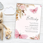 Pink Butterfly Pampas Grass Bohemian Baby Shower  Kaart