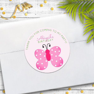 Pink Butterfly Party Favor Dank u Stickers