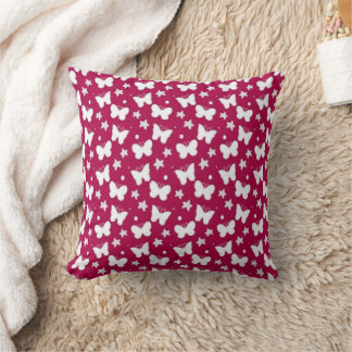 Pink Butterfly Pattern Throw Pillow Kussen