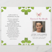Pink Butterfly Photo Funeral Memorial Programme (Voorkant)