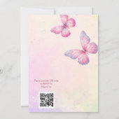 Pink Butterfly QR Code Baby shower Uitnodiging (Achterkant)