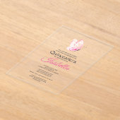 Pink Butterfly Quinceanera 15th Birthday Acryl Uitnodigingen (Laagn)