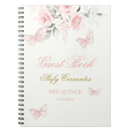 Pink Butterfly Quinceañera Guest Notitieboek