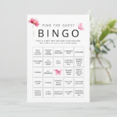 Pink Butterfly Vind de gast Bingo Game Kaart (Staand voorkant)