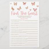 Pink Butterfly Vind het gast Baby shower spel Briefpapier (Voorkant)