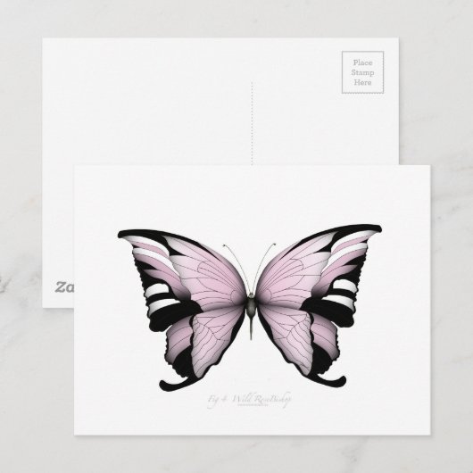 Pink Butterfly Wild Roos Bishop Briefkaart (Voorkant / Achterkant)