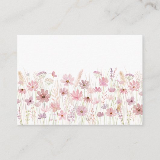 Pink Butterfly Wildflowers Baby Book Request Informatiekaartje (Achterkant)