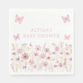 Pink Butterfly Wildflowers Baby Shower Servet (Voorkant)
