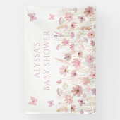 Pink Butterfly Wildflowers Baby Shower Spandoek (Verticaal)