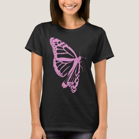 Pink Butterfly Women's Artistic and Minimal Aesthe T-shirt (Voorkant)