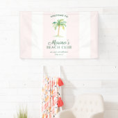 Pink Cabana Stripes Palm Beach Club Welcome Spandoek (Insitu)
