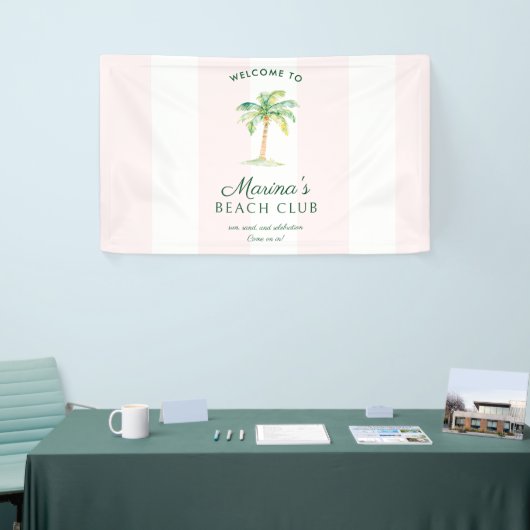 Pink Cabana Stripes Palm Beach Club Welcome Spandoek (Beurs)