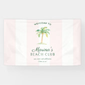 Pink Cabana Stripes Palm Beach Club Welcome Spandoek (Horizontaal)