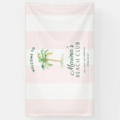Pink Cabana Stripes Palm Beach Club Welcome Spandoek (Verticaal)