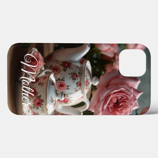 Pink Cabbage Rose Tea iPhone / iPad case (Achterkant (horizontaal))