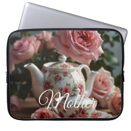 Pink Cabbage Rose Tea  Laptop Sleeve