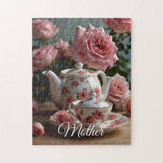 Pink Cabbage Rose Tea  Legpuzzel (Verticaal)