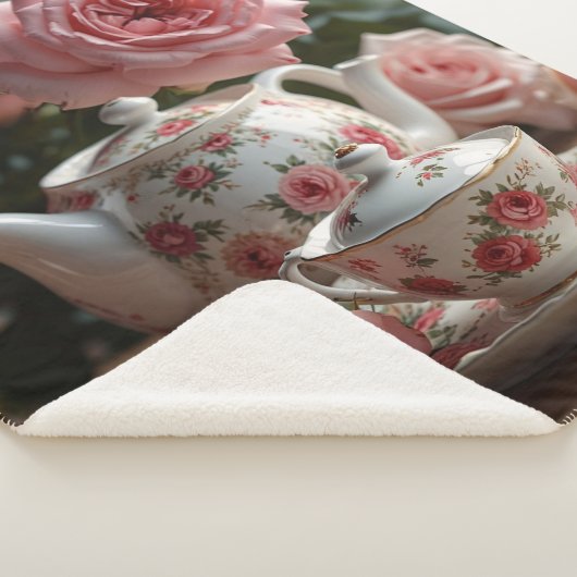 Pink Cabbage Rose Tea  Sherpa Deken (3/4)