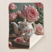 Pink Cabbage Rose Tea  Sherpa Deken (Voorkant)