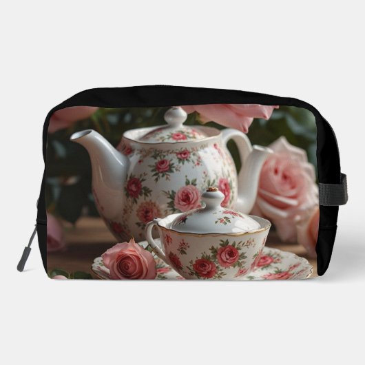 Pink Cabbage Rose Tea Toilettasje (Achterkant)