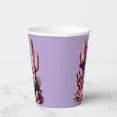 Pink Cacti Batch-Light Purple Background Papieren Bekers (Rechts)