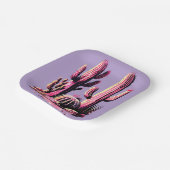 Pink Cacti Batch-Light Purple Background Papieren Bordje (Gebogen)