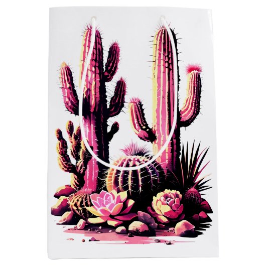 Pink Cacti Batch Medium Cadeauzakje (Voorkant)