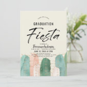 Pink Cactus Afstuderen Fiesta Kaart (Staand voorkant)