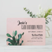 Pink Cactus Birthday Party Kaart (Staand voorkant)
