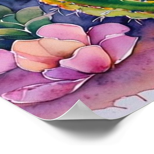 Pink Cactus Desert Flowers Art Poster - Arizona! (Hoek)