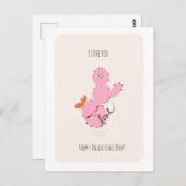 Pink Cactus Doodle Valentines Day  Postcard Briefkaart (Voorkant / Achterkant)