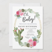 Pink Cactus Floral baby shower Kaart (Voorkant)